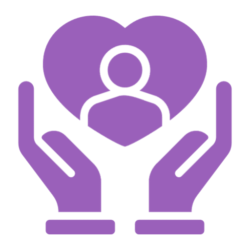 Hands holding heart with person icon